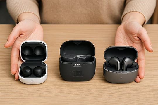 Samsung Galaxy Buds FE versus JBL Tune Buds 2 versus QCY MeloBuds Pro